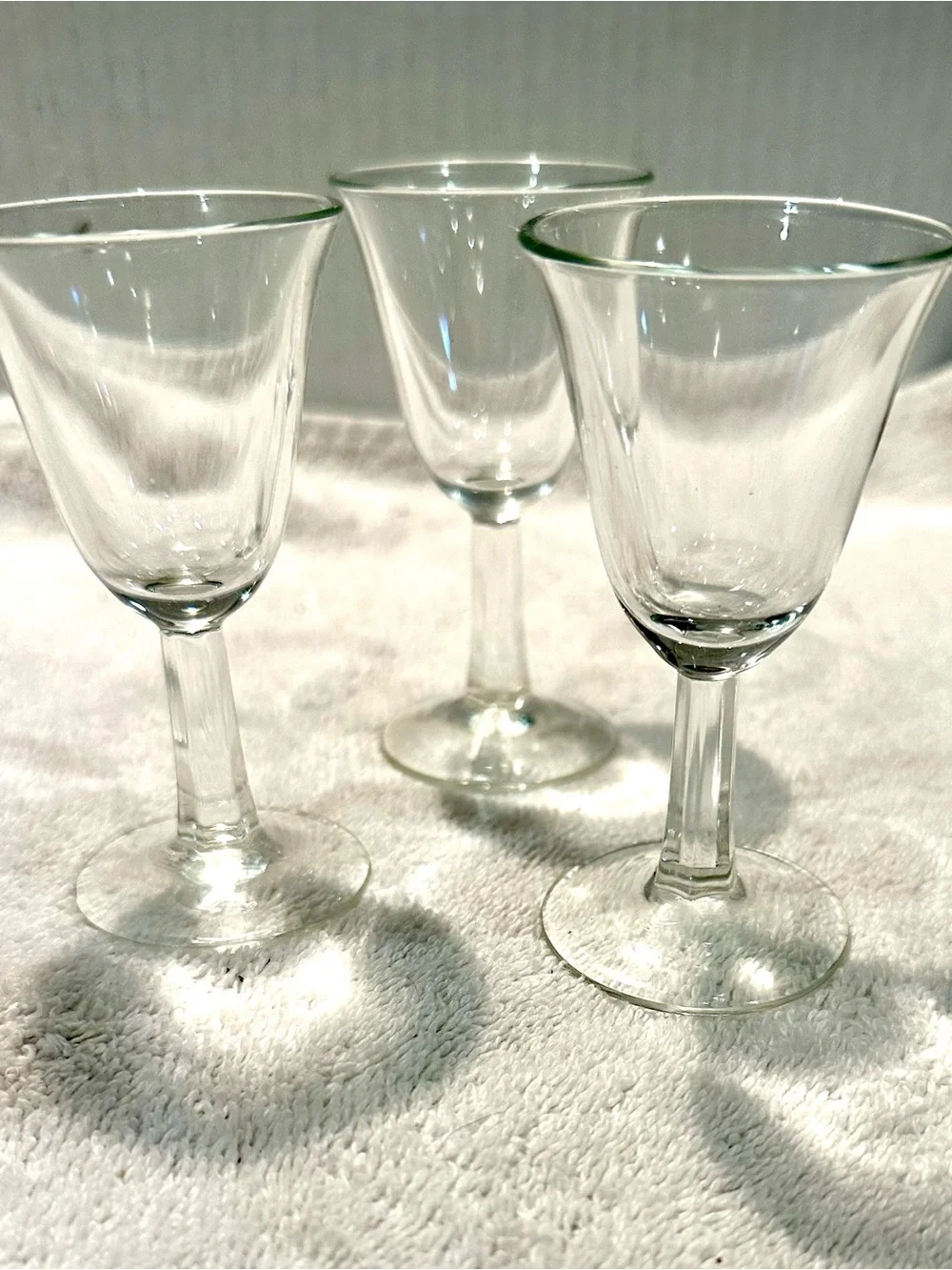 Clear Vintage Crystal Glass Stemware Wine Sherry Glasses - Set of 3  4” tall